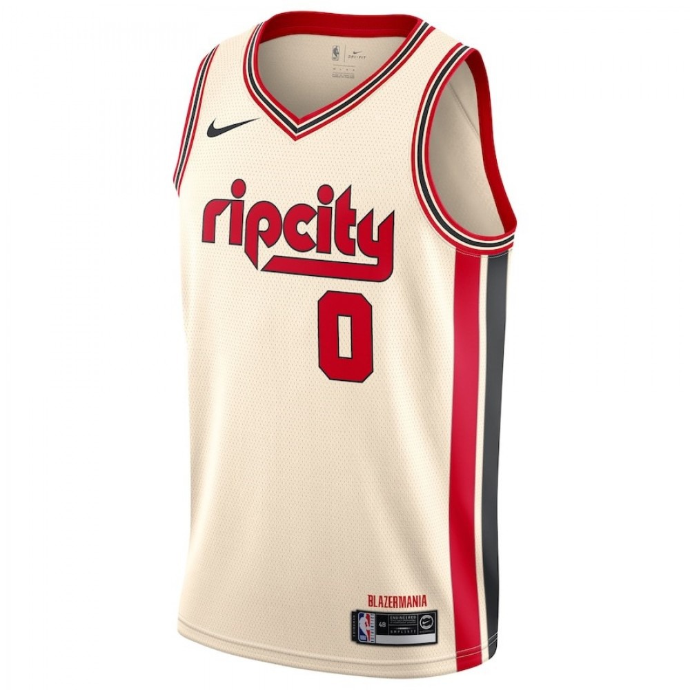 Men's Portland Trail Blazers Damian Lillard Cream 2019/20 Swingman Jersey - City Edition-Pro Kit Vault | Brand New 26/27 Sports Jerseys